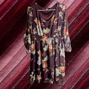 Pink Blush medium 3/4 sleeve lined polyester floral woman's dress.